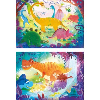 Clementoni Kids Puzzle Super Color Funny Dinos 2X20 Pcs 1200-24755 8005125247554