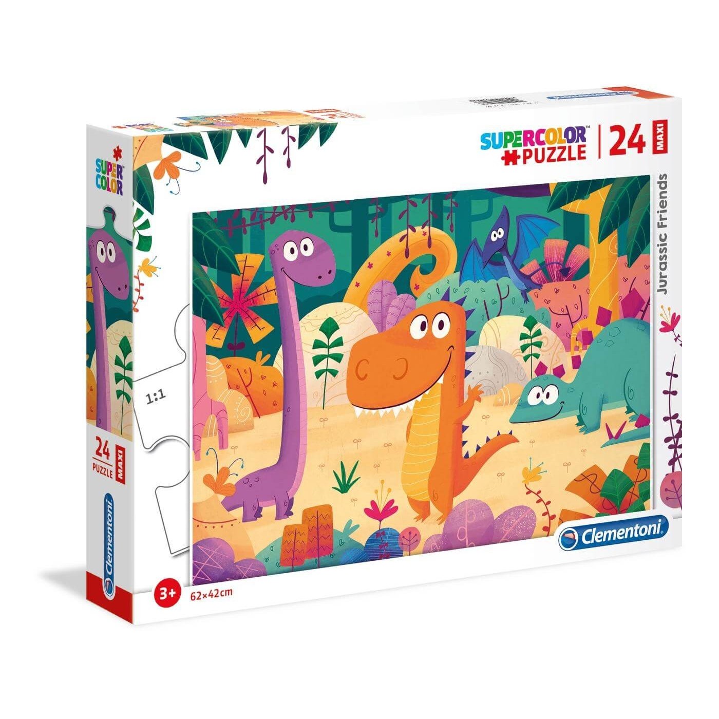 Clementoni Kids Puzzle Maxi Super Color Jurassic Friends 24 Pcs 1200 ...