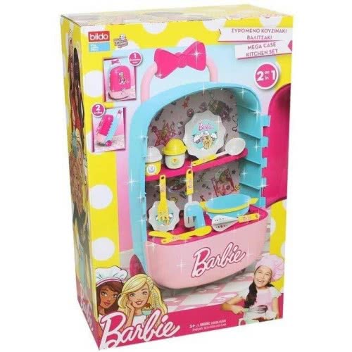 bildo Barbie Συρόμενο Κουζινάκι Βαλιτσάκι Τρόλλευ 2 Σε 1 2140 5201429021408