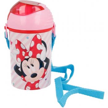 Stor Minnie Mouse Plastic Water Cantee Pop Up Flip 450 Ml B18869 8412497188697