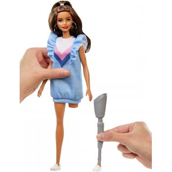 Mattel Barbie Fashionistas 121 Original Μελάχρινη Κούκλα Με Προσθετικό Πόδι FBR37 / FXL54 887961694567