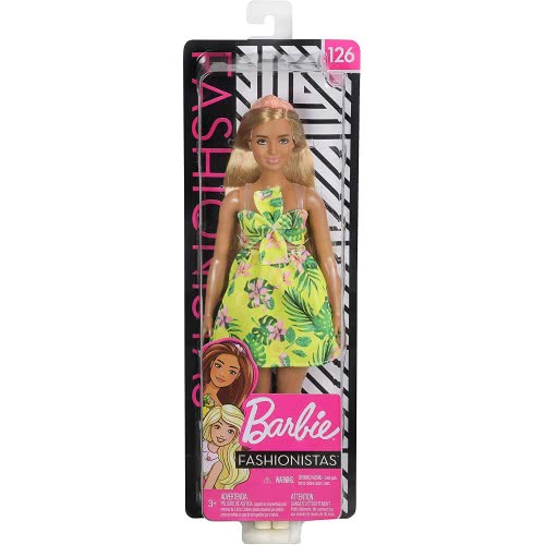 Mattel Barbie Fashionistas 126 Doll With Long Blonde Hair Wearing Tropical Print Dress And Accessories FBR37 / FXL59 88796169457