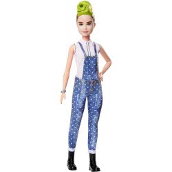 Mattel Barbie Fashionistas 124 Original Doll With Green Striped Mohawk Wearing Denim Overalls FBR37 / FXL57 887961694512
