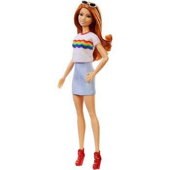 Mattel Barbie Fashionistas 122 Original Κοκκινομάλλα Κούκλα Με Μπλουζάκι Ουράνιο Τόξο FBR37 / FXL55 887961694611