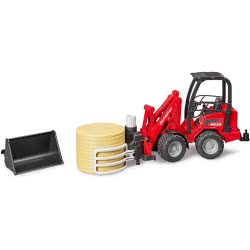 bruder Schaffer Hoflader 2630 Grip Pliers And Round Bale, Red 02192 4001702021924