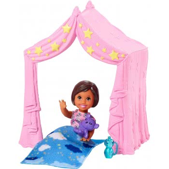 Mattel Barbie Skipper Babysitter Bedtime Playset With Small Doll, Tent And Sleeping Bag FXG94 / FXG97 887961691153