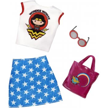 Mattel Barbie DC Comics Wonder Woman Blue Star Dress White Top FYW81 / FXK85 887961694277