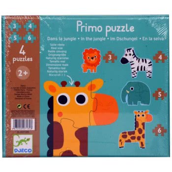 Djeco 4 Παζλ 3-4-5-6 Τεμ Ζωάκια Ζούγκλας 07135 3070900071353