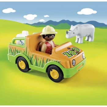 Playmobil 1.2.3 Zoo Vehicle With Rhinoceros 70182 4008789701824