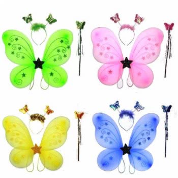 maskarata Set Fairy Wings With Stick - 4 Colours KK30606 6991201306067