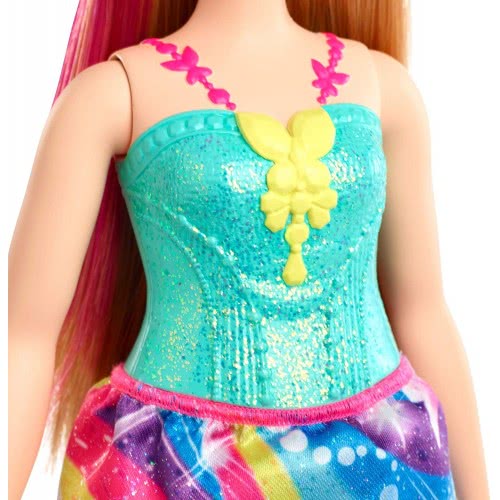 Mattel Barbie Dreamtopia Princess Doll Blonde With Pink Hairstreak, Curvy GJK12 / GJK16 887961813043