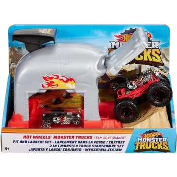 Mattel Hot Wheels Monster Trucks Pit And Launch Bone Shaker Play Set GKY01 / GKY02 887961833621