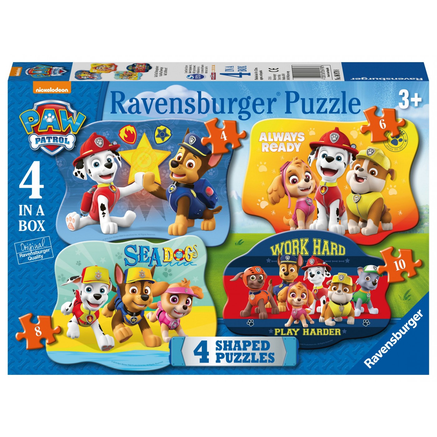 Ravensburger Paw Patrol 4 Shaped Jigsaw Puzzles (4,6,8,10Pc) 06979 ...
