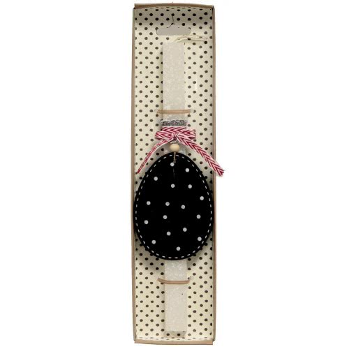 Χειροποίητα Είδη Easter Candle Egg Polka Stripes - White LA20063A 5212023241529