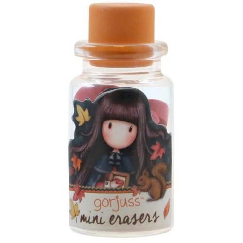 Santoro London Gorjuss Mini Erasers In Glass Bottle Autumn Leaves 590GJD01 5018997632239