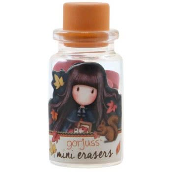 Santoro London Gorjuss Mini Erasers In Glass Bottle Autumn Leaves 590GJD01 5018997632239