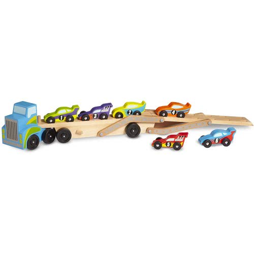 Melissa and Doug Mega Race Car Carrier Ξύλινο Ρυμουλκό Με 6 Αγωνιστικά Αυτοκίνητα 12759 000772127592