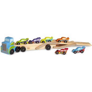 Melissa and Doug Mega Race Car Carrier Ξύλινο Ρυμουλκό Με 6 Αγωνιστικά Αυτοκίνητα 12759 000772127592
