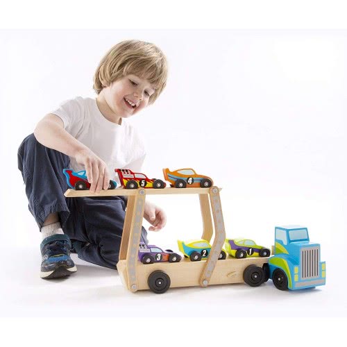 Melissa and Doug Mega Race Car Carrier Ξύλινο Ρυμουλκό Με 6 Αγωνιστικά Αυτοκίνητα 12759 000772127592