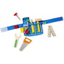 Melissa and Doug Deluxe Tool Belt Set (5 Wooden Toy Tools, 8 Building Pieces) 15174 000772151740