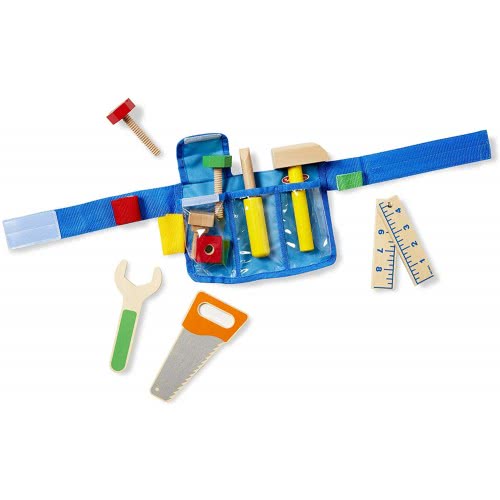 Melissa and Doug Deluxe Tool Belt Set (5 Wooden Toy Tools, 8 Building Pieces) 15174 000772151740