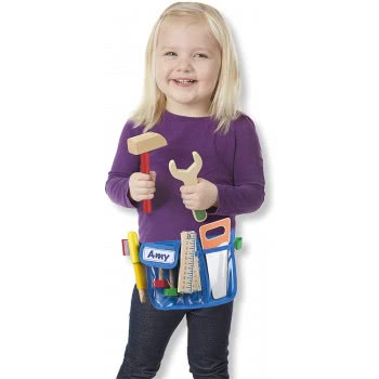 Melissa and Doug Deluxe Tool Belt Set (5 Wooden Toy Tools, 8 Building Pieces) 15174 000772151740