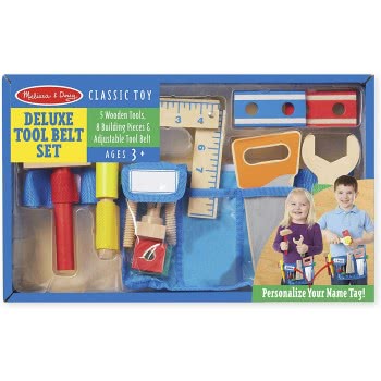 Melissa and Doug Deluxe Tool Belt Set (5 Wooden Toy Tools, 8 Building Pieces) 15174 000772151740