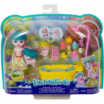 Mattel Enchantimals Bathtime Splash Πέτα Γουρουνάκι, Στρέουσελ Και Νισα GJX35 / GJX36 887961819816