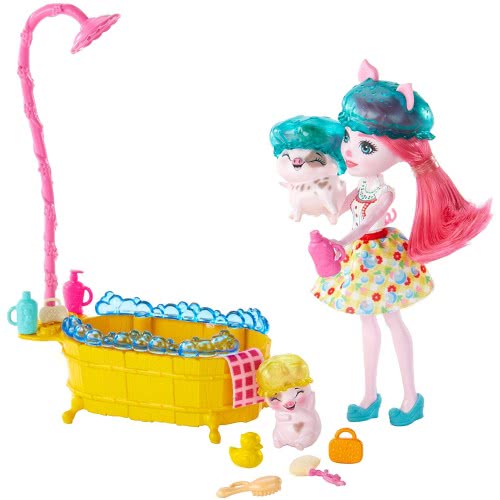 Mattel Enchantimals Bathtime Splash Πέτα Γουρουνάκι, Στρέουσελ Και Νισα GJX35 / GJX36 887961819816