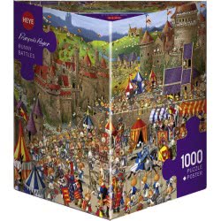 HEYE Puzzle 1000 Francois Ruyer: Bunny Battles Poster In Triangle Box 29920 4001689299200