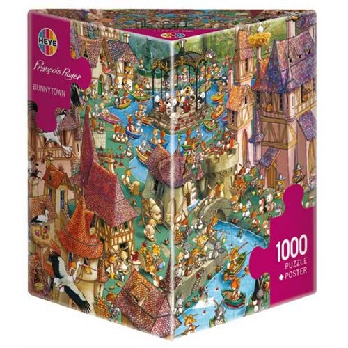 HEYE Παζλ 1000 Francois Ruyer : Bunnytown Σε Τριγωνικό Κουτί 29496 4001689294960
