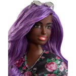 Mattel Barbie Fashionistas Κούκλα Με Μωβ Μαλλιά Φορώντας Μαύρο Floral Φόρεμα FBR37 / FXL58 887961694635