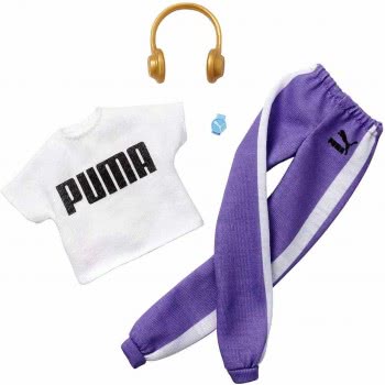 Mattel Barbie Πρωϊνά Σύνολα - Διάσημες Μόδες Puma Μωβ Επώνυμα Με 2 Αξεσουάρ FYW81 / GHX80 887961805536