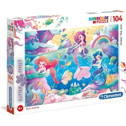 Clementoni Παιδικό Παζλ Color Glitter Γοργόνες 104 Τμχ 1210-20149 8005125201495