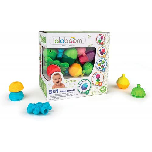 Lalaboom 5In1 Educational Baby Toddler Snap Beads 48 Pcs For 10+ Months 1000-86129 4897067861295