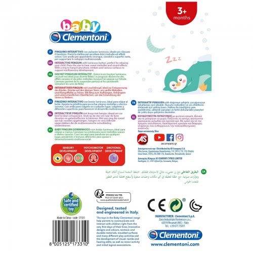 Clementoni Baby Baby Rattle Sweet Penguin Light And Melodies For 3+ Months 1000-17331 8005125173310
