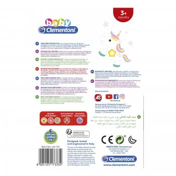 Clementoni Baby Baby Rattle Magic Unicorn Light And Melodies For 3+ Months 1000-17333 8005125173334