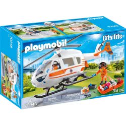 Playmobil Hospital Emergency Helicopter With Landing Pad 70048 4008789700483