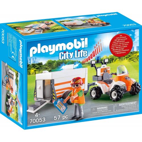 Playmobil Hospital Emergency Quad And Trailer With Lights And Sound 70053 4008789700537