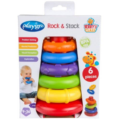 Playgro Rock N Stack Toy For Baby Infant Toddler Children 4011455 9321104114556