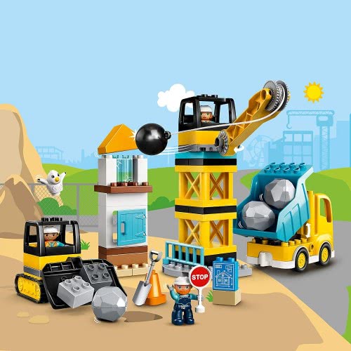 LEGO Duplo Wrecking Ball Demolition Construction Set With Toy Truck, Crane And Bulldozer 10932 5702016618211