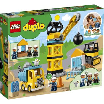 LEGO Duplo Wrecking Ball Demolition Construction Set With Toy Truck, Crane And Bulldozer 10932 5702016618211
