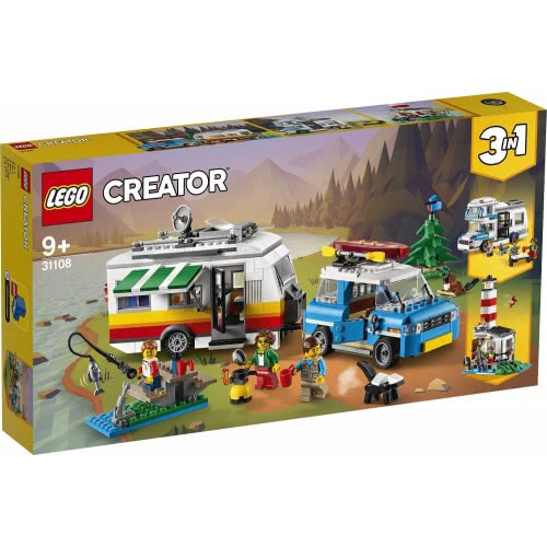 LEGO Creator 3In1 Caravan Family Holiday Toy With Car, Camperva, Lighthouse, Summer Construction Toy 31108 5702016616347