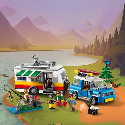 LEGO Creator 3In1 Caravan Family Holiday Toy With Car, Camperva, Lighthouse, Summer Construction Toy 31108 5702016616347