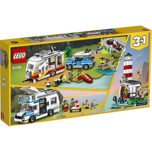 LEGO Creator 3In1 Caravan Family Holiday Toy With Car, Camperva, Lighthouse, Summer Construction Toy 31108 5702016616347