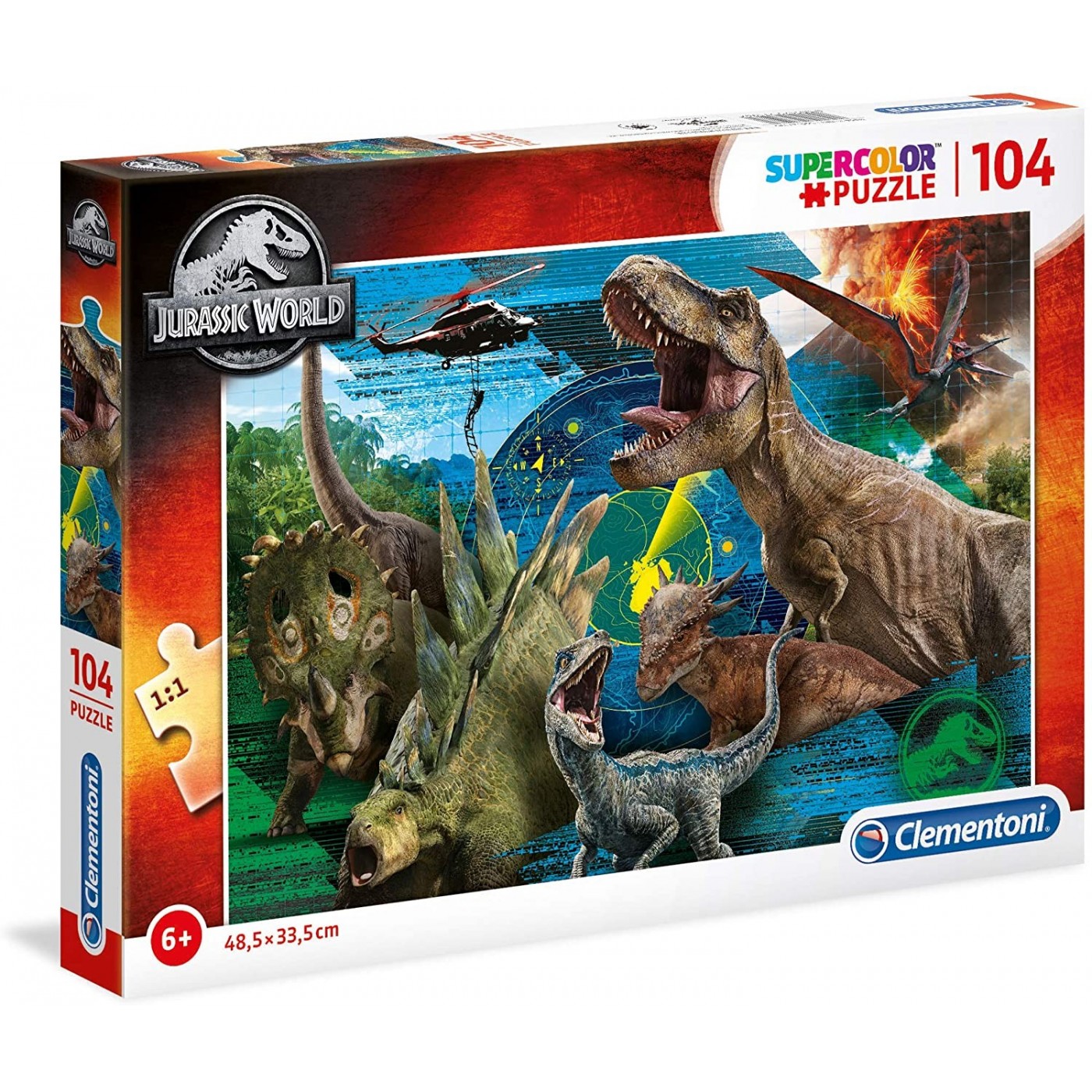 Clementoni Kids Puzzle Super Color Jurassic World 104 Pcs 1210-27196 ...