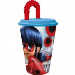 Stor Miraculous Ladybug Glass With Straw 430 Ml B86930 8412497869305