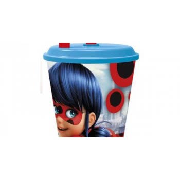 Stor Miraculous Ladybug Glass With Straw 430 Ml B86930 8412497869305