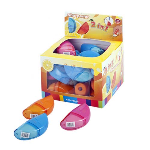 Keyroad Sharpener Twist Single With Eraser Orenge - 3 Colors KR-971137 6954884547158