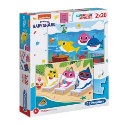 Clementoni Παιδικό Παζλ Color Baby Shark 2X20 Τμχ 1200-24777 8005125247776